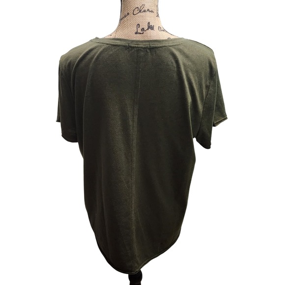Democracy Olive Green Short Sleeve Crew Neck T-Shirt Womens Large - Picture 2 of 3